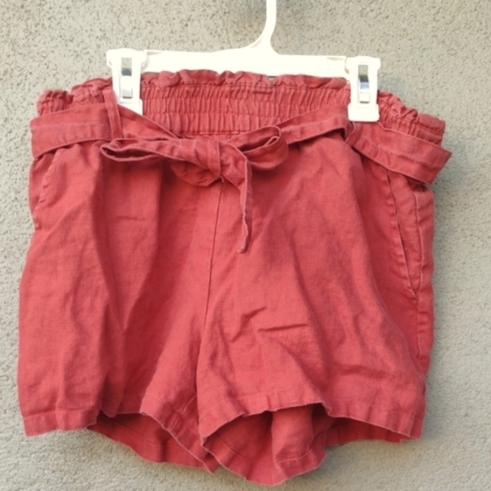 Sanctuary Red Linen Paper Bag Shorts M